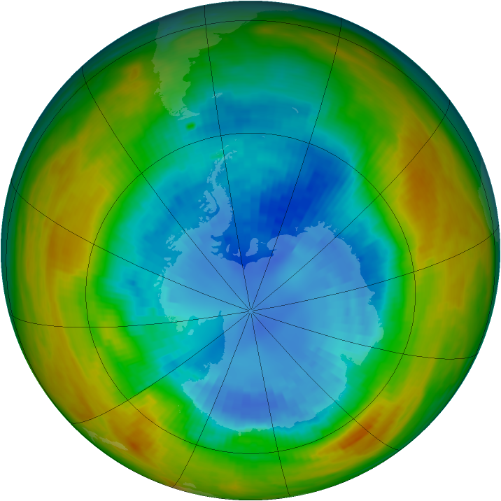 Antarctic ozone map for 05 September 1984